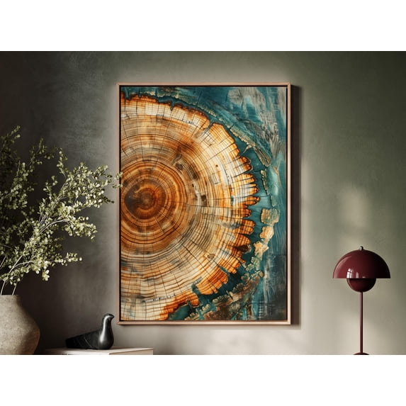 Floaitng Tree Nordic Tree Ring Blues With Warm Wood Rings Portrait Or Float Modern ...