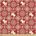 thumbnail image 1 of Ambesonne Nordic Fabric by the Yard Upholstery, Northern Reindeers Flora, 3 Yards, Red Beige, 1 of 4