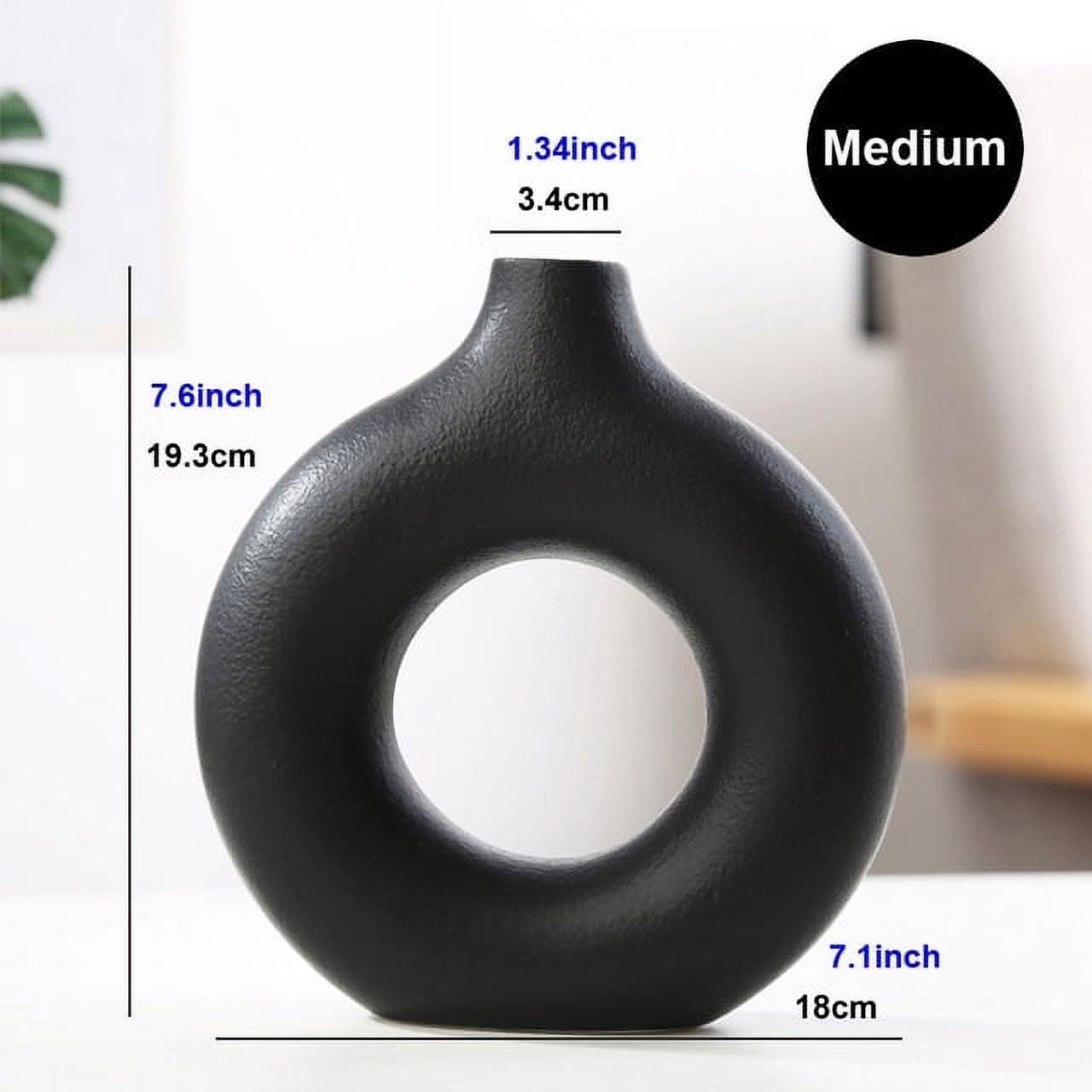 Nordic Vase Circular Hollow Ceramic Donuts Flower Pot Home Living Room ...