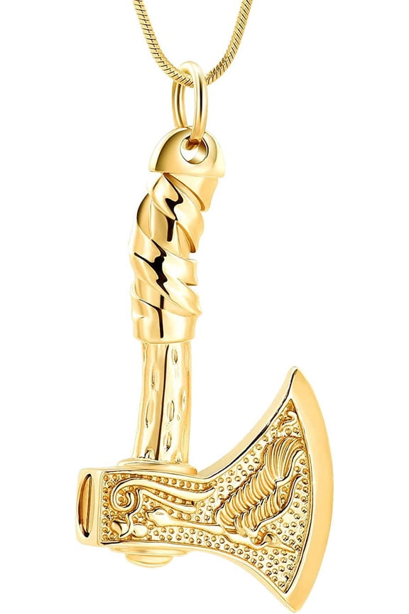 Nordic Viking Axe Cremation Jewelry Battle Axe Pendant Necklace Jewelry Norse Axe/Axe of Perun Necklace Viking Jewelry Memorial Pendant Urn Necklace for Loved One Ashes Holder