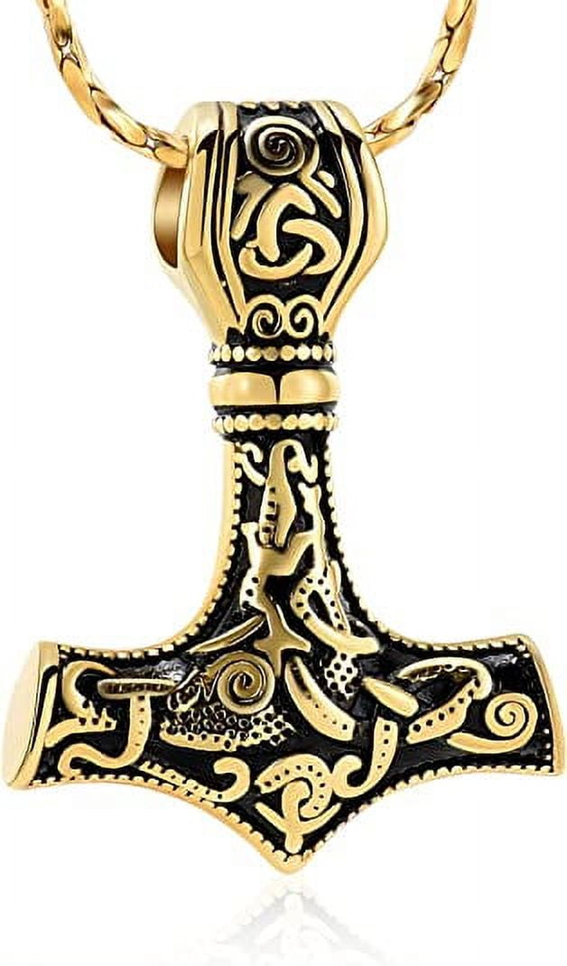 Nordic Viking Mjolnir Thor Hammer Cremation Jewelry for Ashes for Women
