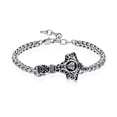 thumbnail image 1 of Nordic Viking Mjolnir Thor Hammer Urn Bracelet for Ashes Cremation Urn Bracelet for Men's  Braided Leather / Stainless Steel Wristband Cuff Bangle Memorial Urn Jewelry, 1 of 7