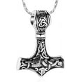 thumbnail image 1 of Nordic Viking Mjolnir Thors Hammer Urn Necklace Cremation Jewelry for Ashes for Women Men Stainless Steel Axe Necklace Mini Keepsake Urn Memorial Ash Jewelry For Men/Women, 1 of 8