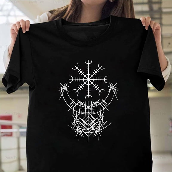 Nordic Viking Rune Aegishjalmur Helm Of Awe Viking Graphic Design Art Print Unisex T-Shirt Y0525, Up to Size 5XL