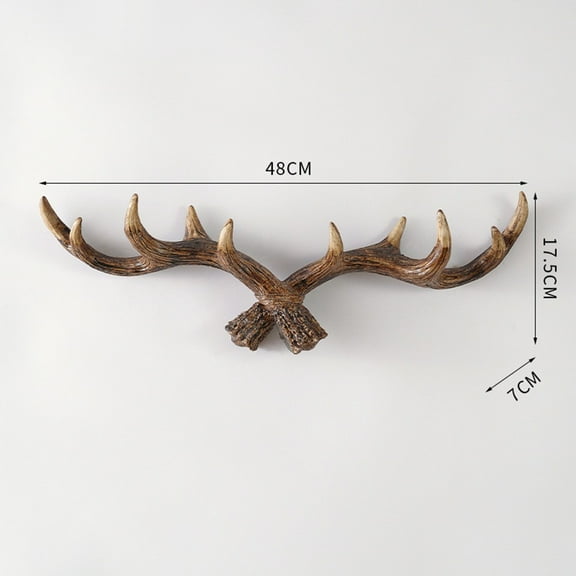 Nordic Vintage Deer Decorative Hook Wall Hanging Decor Antler Resin Statue Dark