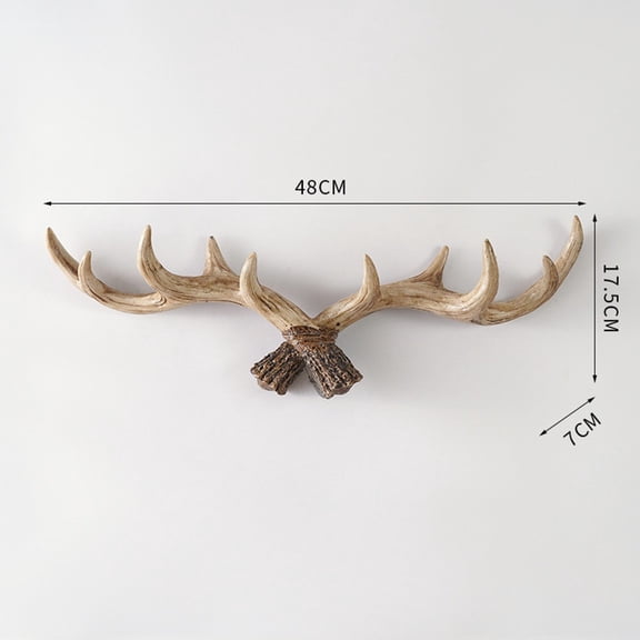 Nordic Vintage Deer Decorative Hook Wall Hanging Decor Antler Resin Statue