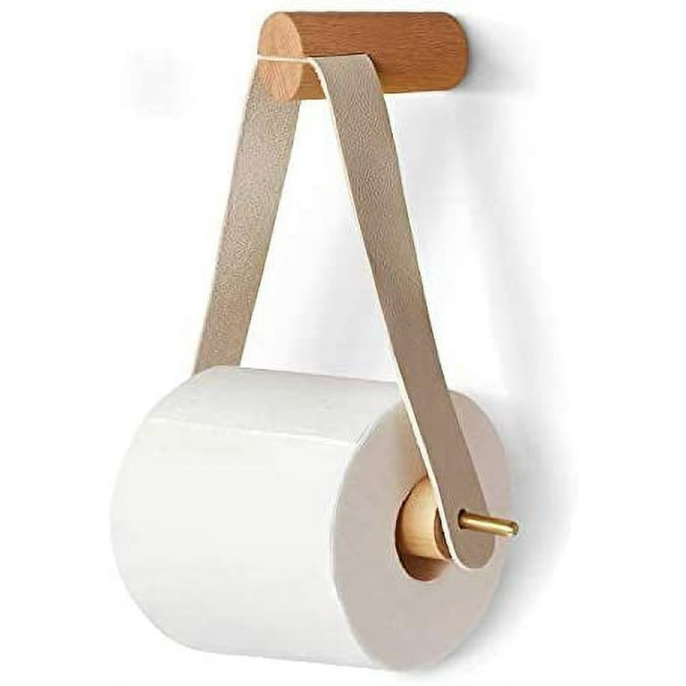 Excello Global Products Rustic Wooden Toilet Paper Holder: Tic Tac Toe Design for Wall Mounted or Freestanding Bathroom Tissue Roll Storage Organizer