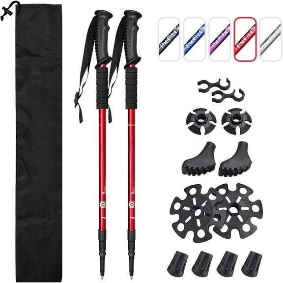 Nordic Walking Trekking Poles - 2 Sticks with Anti-Shock and Quick Lock System, Telescopic, Collapsible, Ultralight for Hiking, Camping, Mountaining, Backpacking, Walking, Trekking