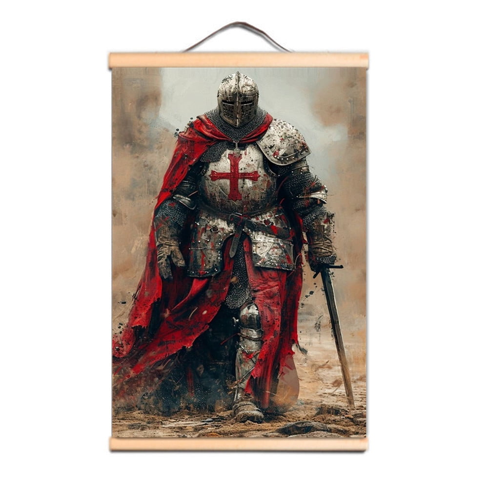 Nordic Wall Art Canvas Pictures Vintage Knights Templar Armor Warrior ...