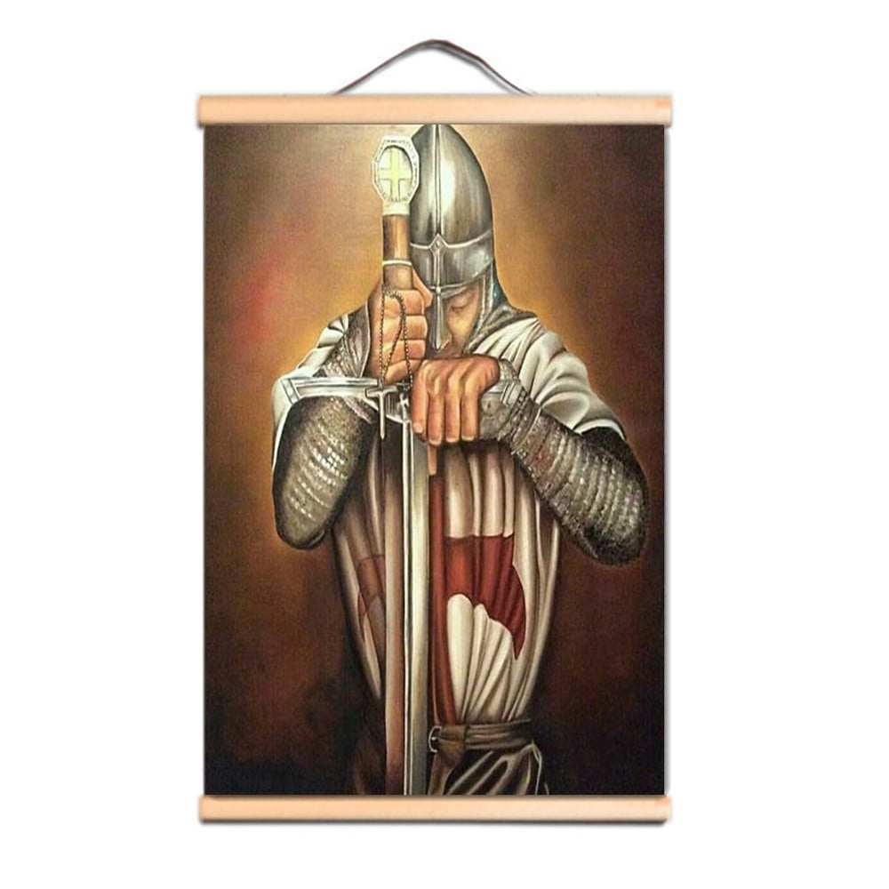 Nordic Wall Art Canvas Pictures Vintage Knights Templar Armor Warrior ...