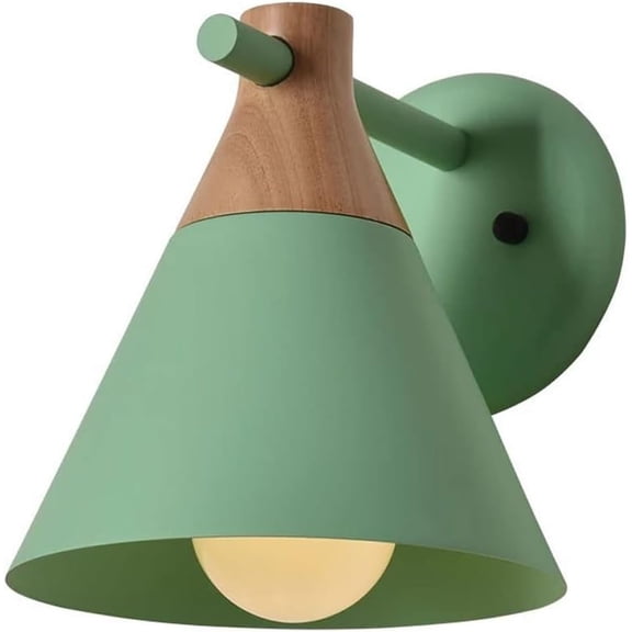 Nordic Wall Sconce Wood Wall Light with Cone Metal Shade, Indoor Lighting Fixture Headboard Lamp, Children's Room Wall Lamps for Bedroom Bedside, E27 Wall Wash Lights