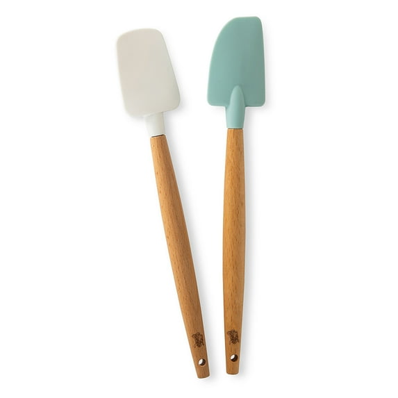 Nordic Ware 2 Piece Silicone Spatula Set with Beechwood Handles for Small Batches