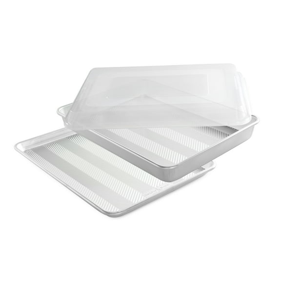 Nordic Ware 3 Piece Prism Natural Aluminum Baking Set, Large, Standard & High Sided Half Sheet, Lid