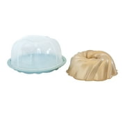 Nordic Ware 3-piece Bundt Bakeware Set with 10 Cup Nonstick Aluminum Bundt and Cake Keeper Base and Lid
