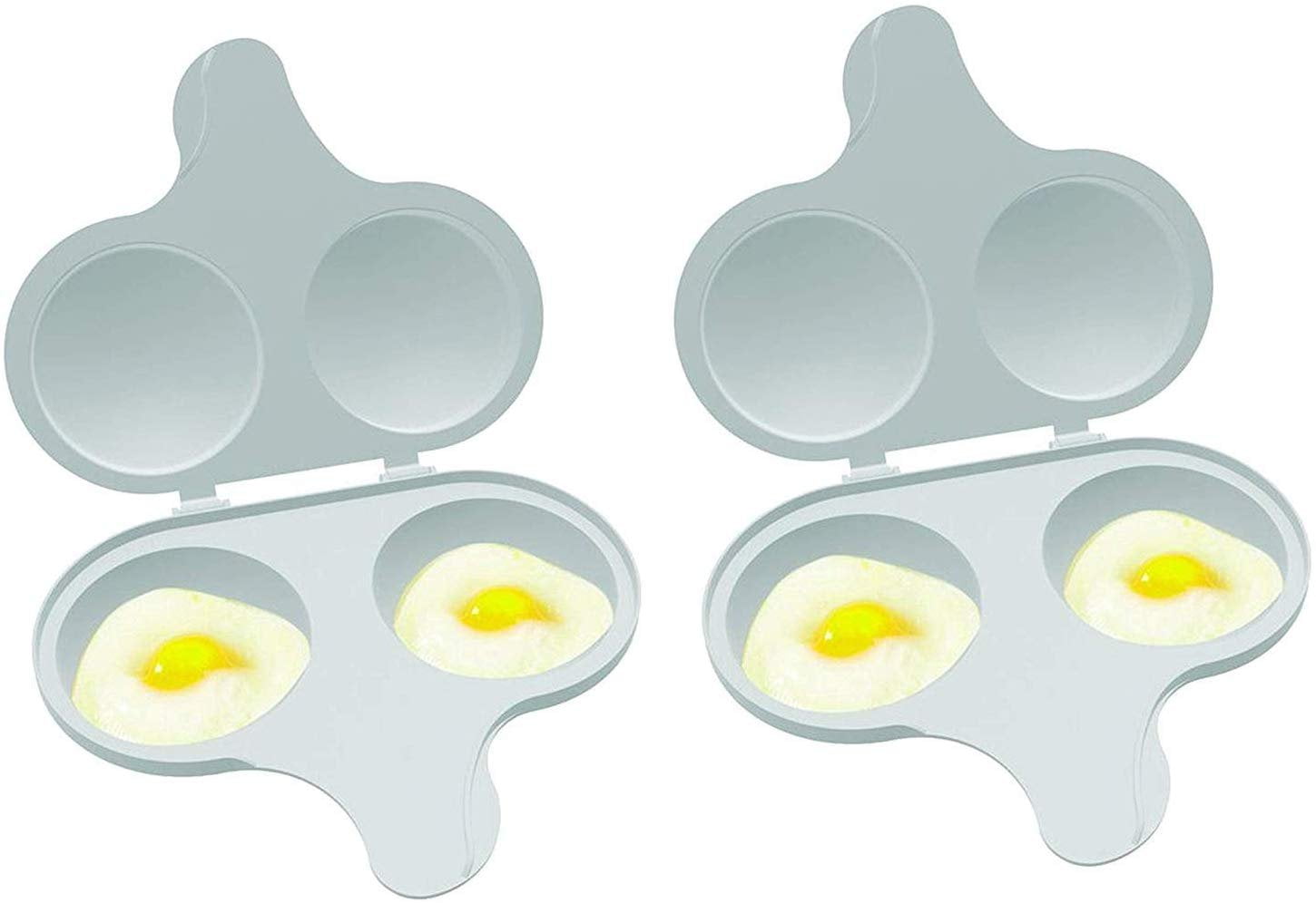 Microwave Egg Poacher, 2 Cavity Edible Silicone Drain Egg Boiler Set Double  Egg Cups for Boiled Eggs Egg Maker Poached Egg Cooker Steamer Kitchen