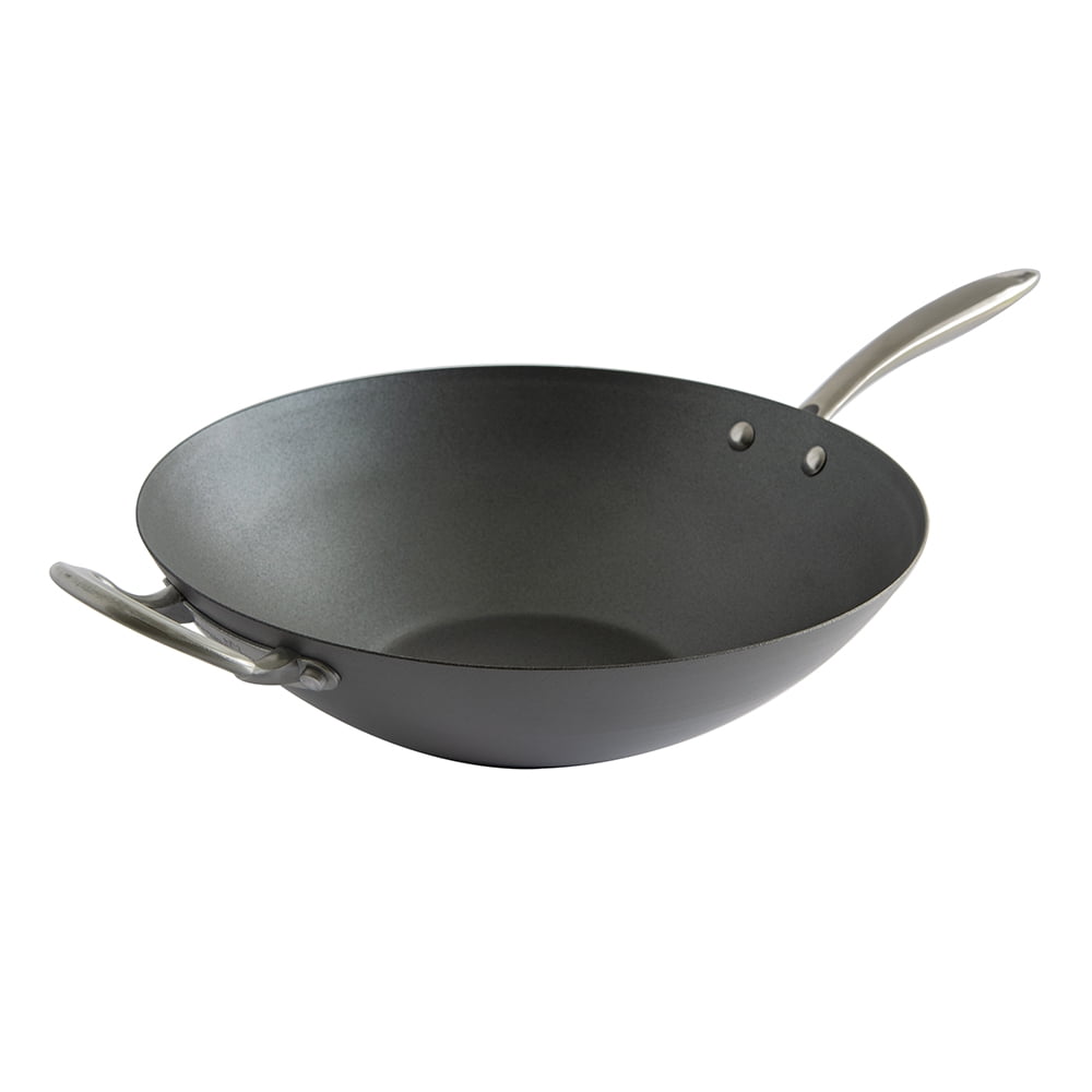 Winco WOK-14W, 14-Inch Mirror Finish Stainless Steel Chinese Wok with  Welded Joint