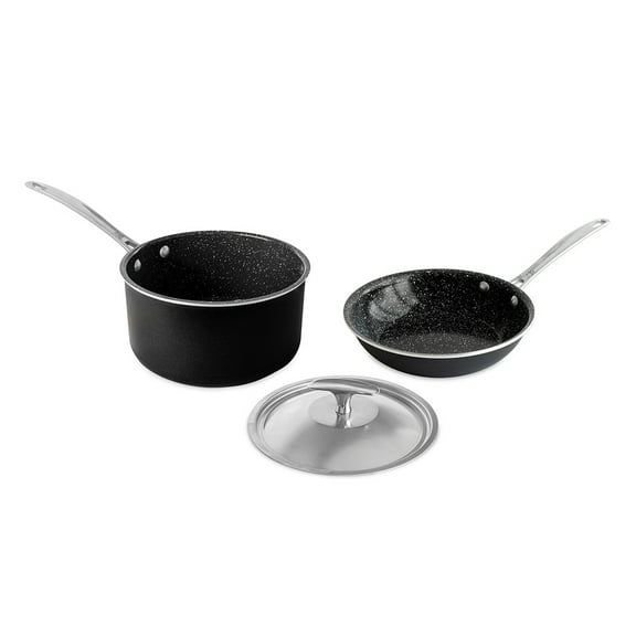 Nordic Ware Basalt 3 Piece 8 Inch Sauté Skillet and 3 Qt Sauce Pan with Lid