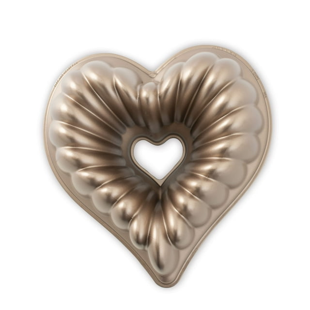 Nordic Ware Cast-Aluminum Elegant Heart Bundt Pan, Toffee, 10.5" x 10.9" x 3.6"