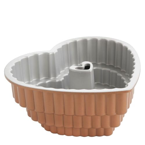 Nordic Ware Cast Bundt Bakeware Tiered Heart, 12-Cup, Toffee