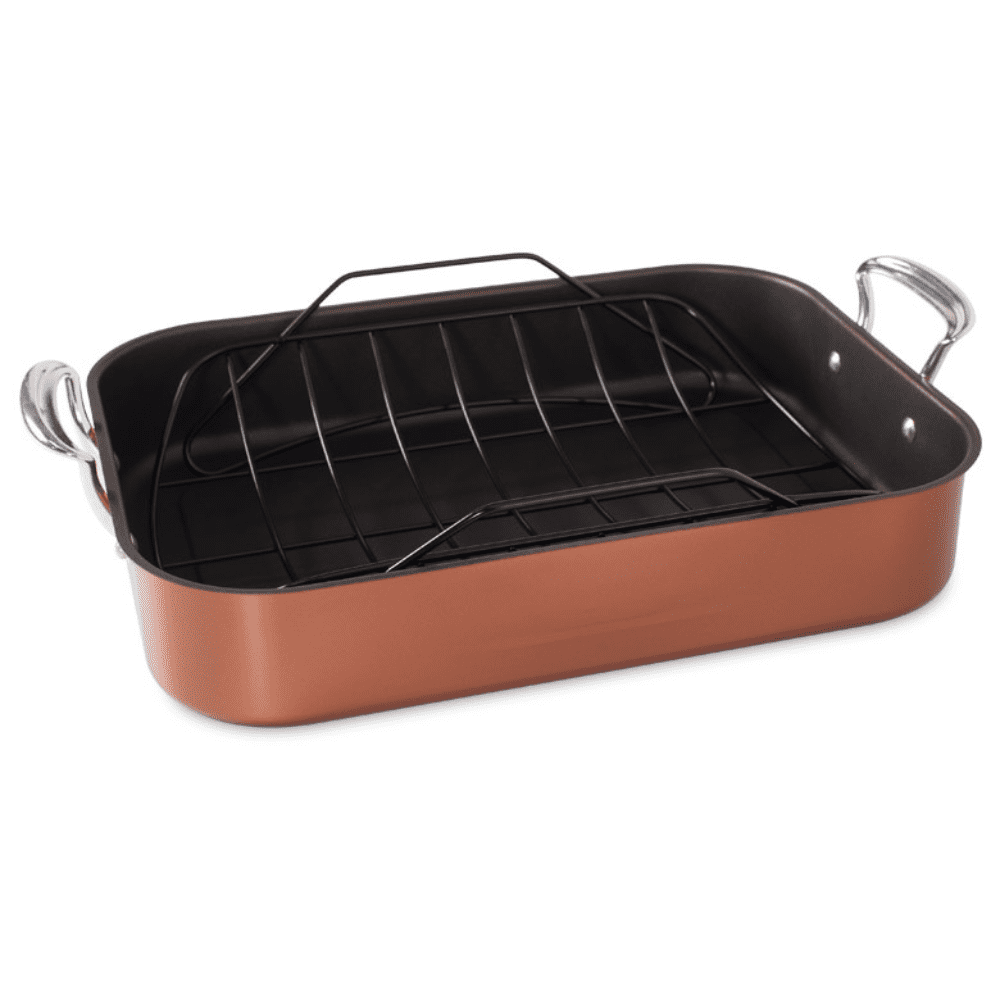 Mainstays 18 inch Jumbo Roasting Pan with Lid and Basting Rack, Stainless  Steel, 3-Pieces
