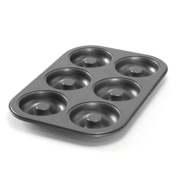 Nordic Ware Donut Pan, Aluminum , 10 Year Warranty, Six 3 1/4" cavities, 0.81 lbs, L: 12.38 in. W: 8.50 in. H: 0.75 in.