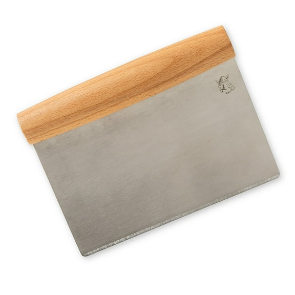 Nordic Ware Dough Scraper Cutter, Stainless Steel Blade with Beechwood Handle Grip, 6 x 4.5 Inches
