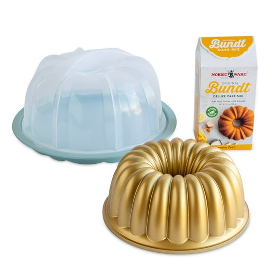 Nordic Ware Elegant Party Bundt Pan, Translucent Bundt Cake and Lemon Cake Mix