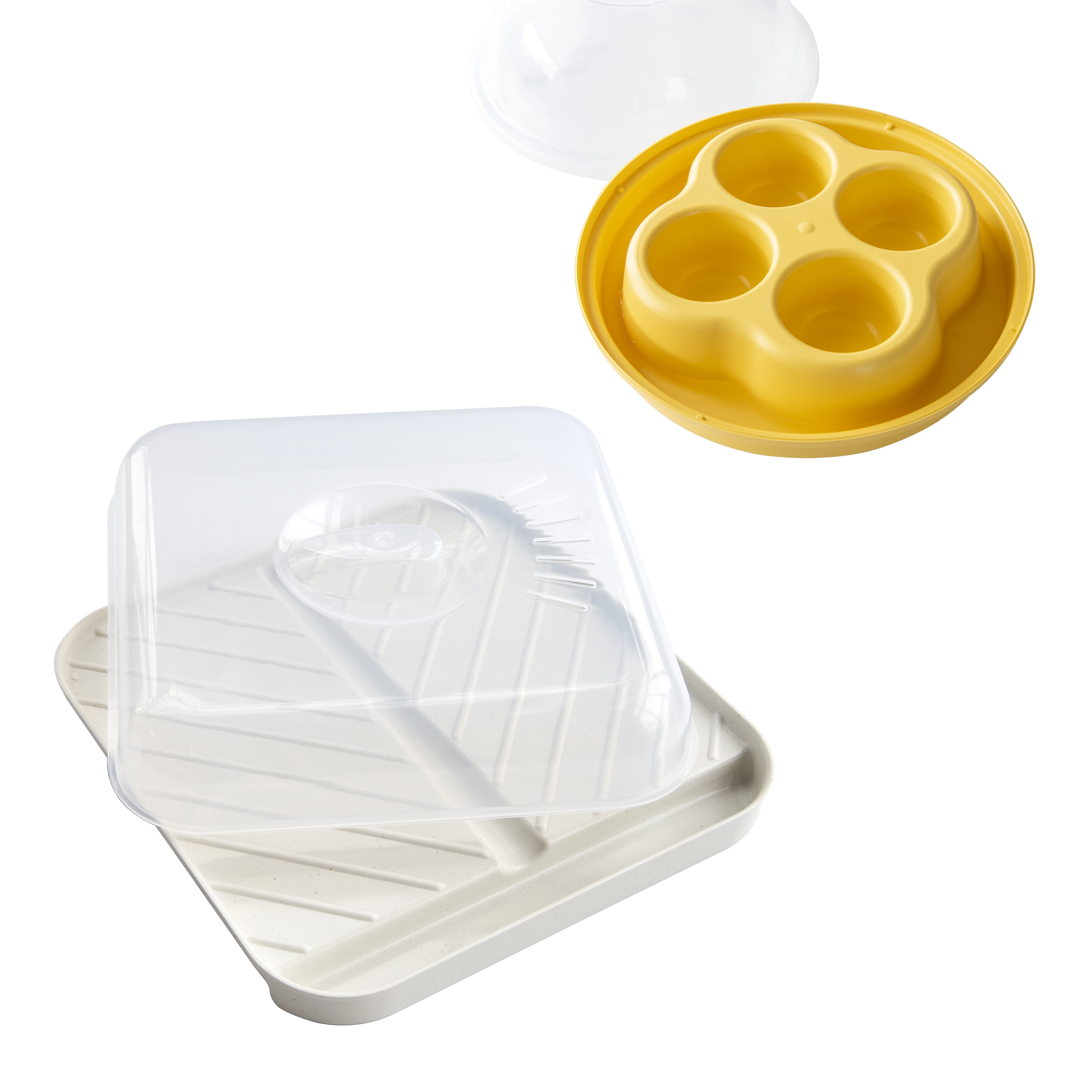 Nordic Ware Microwave Breakfast Bundle Set, Egg Bites Pan and Medium Slanted Bacon Tray with Lid