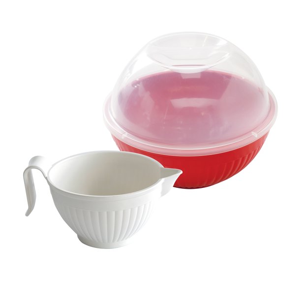 Nordic Ware Microwave Plastic Popcorn Set, Red Quick Pop and White Micro Mix and Melt
