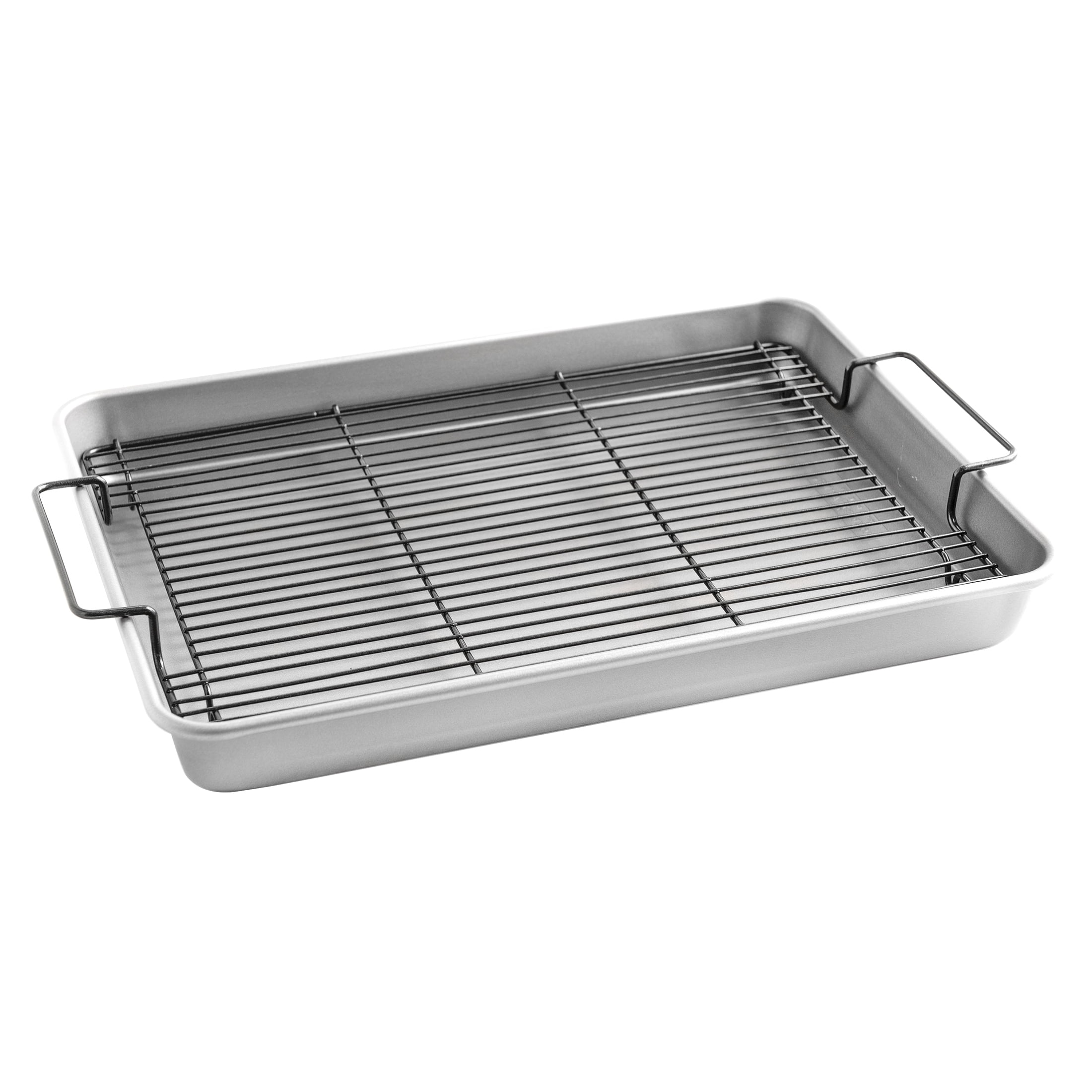 Nordic Ware 21 1/8 x 15 13/16 x 2 5/16 Aluminum Roasting Pan with Non-Stick Carbon Steel Rack 35702