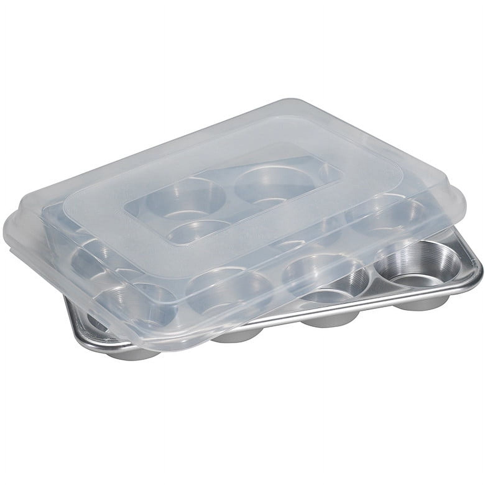 Nordic Ware Silver Aluminum 12-Cup Muffin Pan with Plastic Lid