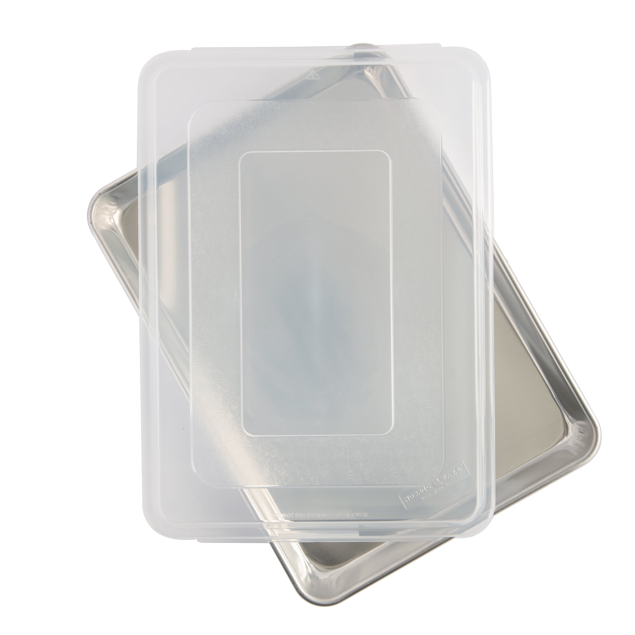 Nordic Ware Naturals 2 Piece Aluminum High Sided Half Sheet Pan with Lid 13 x 18 Silver Walmart