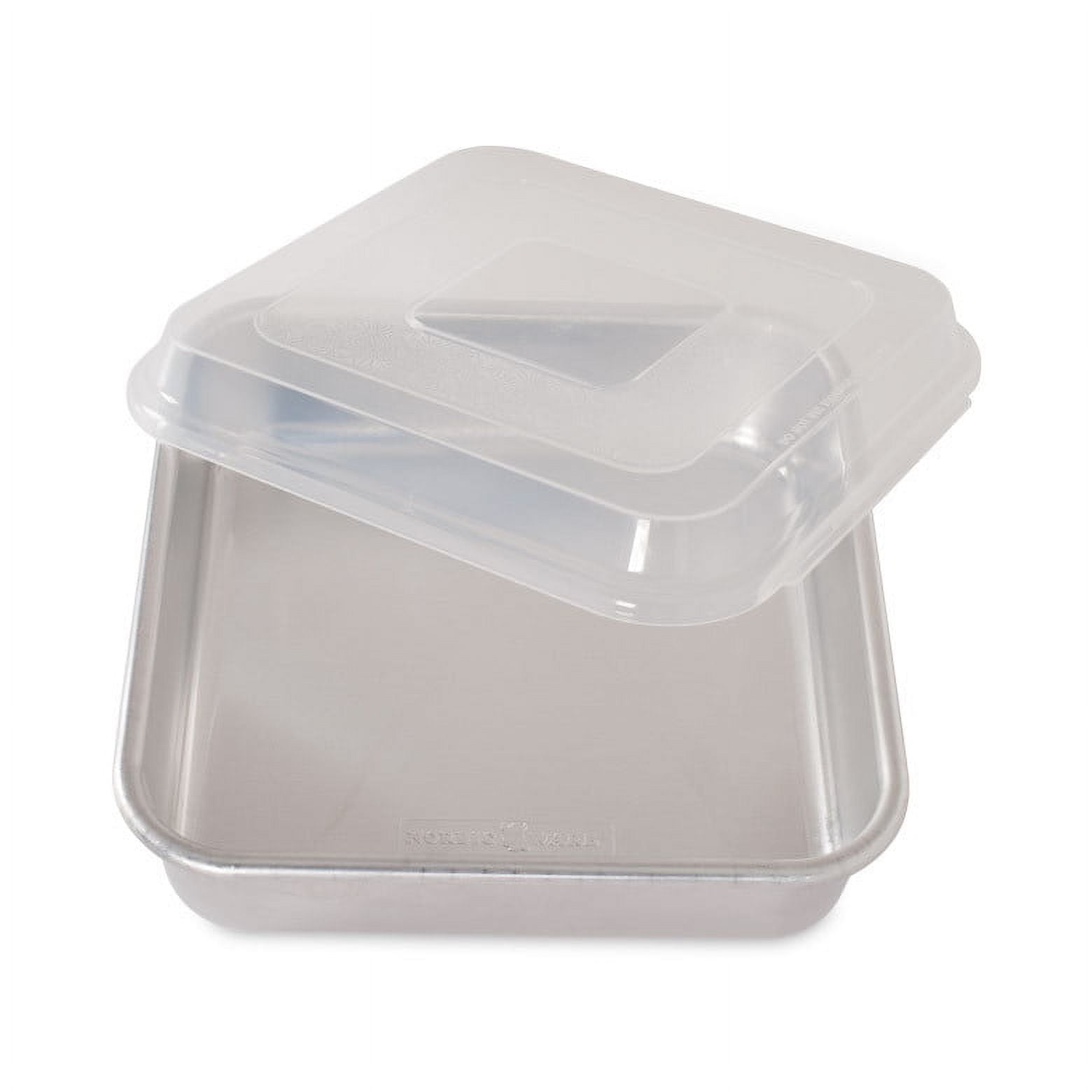 9-Inch Aluminum Square Cake Pan with Clear Lid