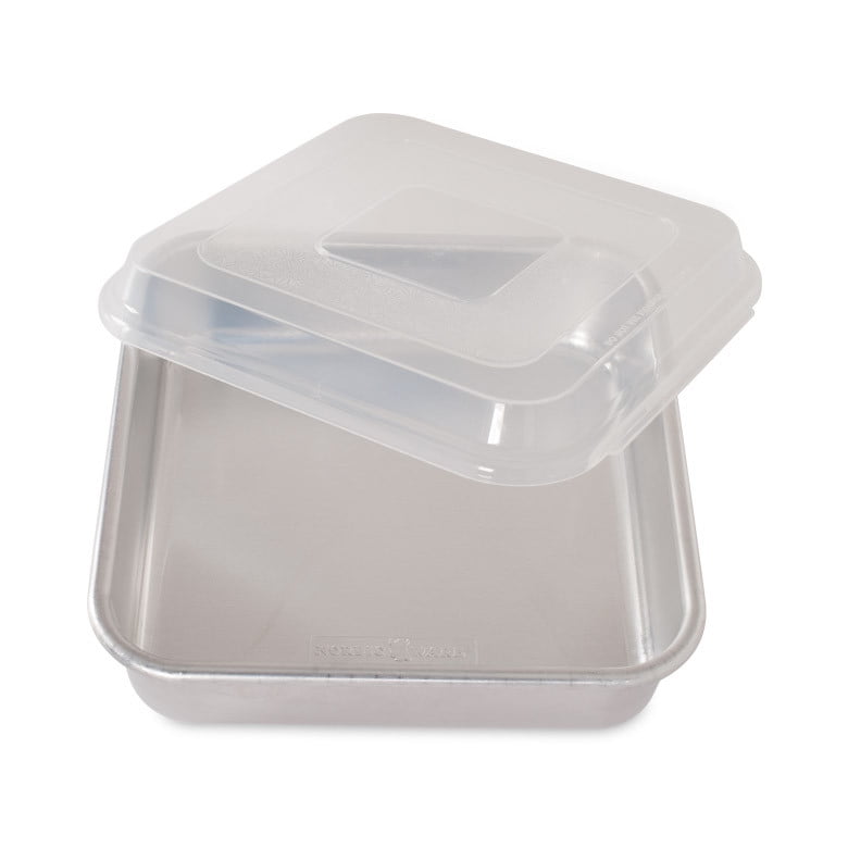 9-Inch Aluminum Square Cake Pan with Clear Lid