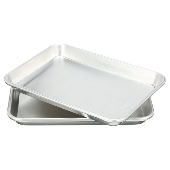 Nordic Ware 2pc Natural Aluminum 1/6th Baking and Cookie Sheet Set with Small Rectangular Sheet Pans