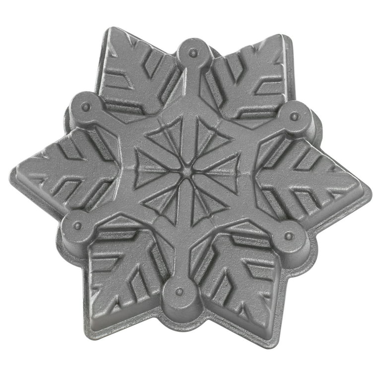 Nordic Ware Snowflake Aluminum Nonstick Shortbread & Cake Pan, 6 Cup,  Silver, 10.9L x 9.6W x 2.2H