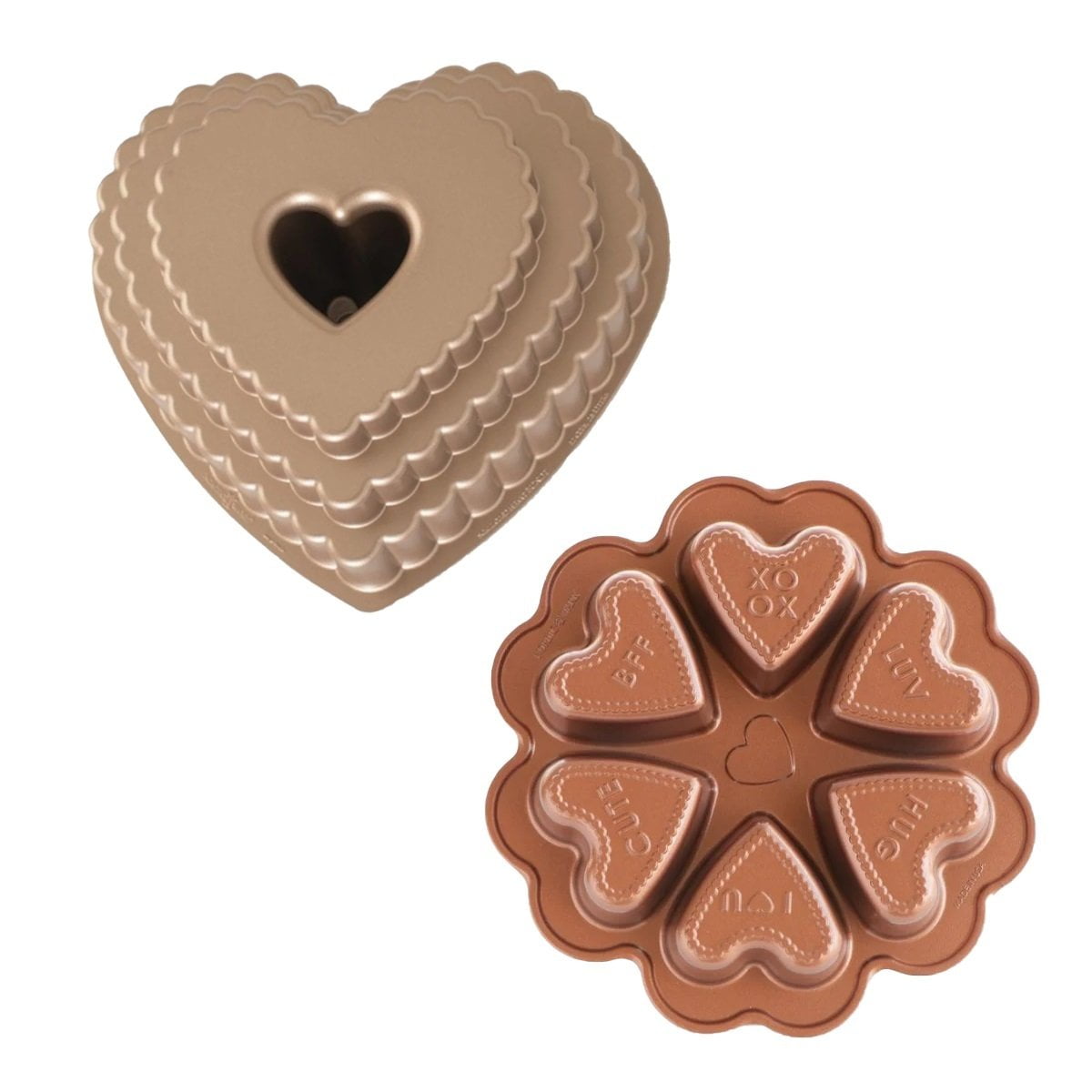  Nordic Ware Cast Bundt Bakeware Tiered Heart Cakelets Toffee,  3-Cup: Home & Kitchen