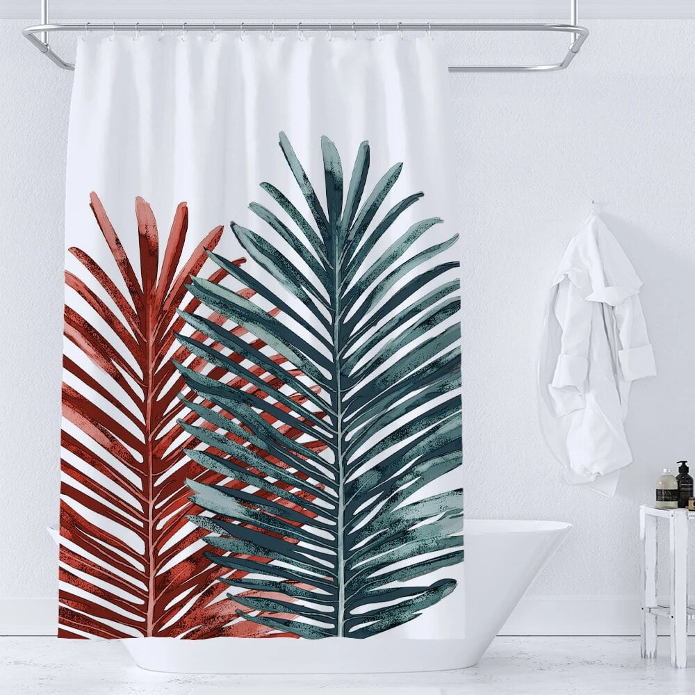 Nordic Wind Abstract Art Leaf Shower Curtain Waterproof Polyester Bath