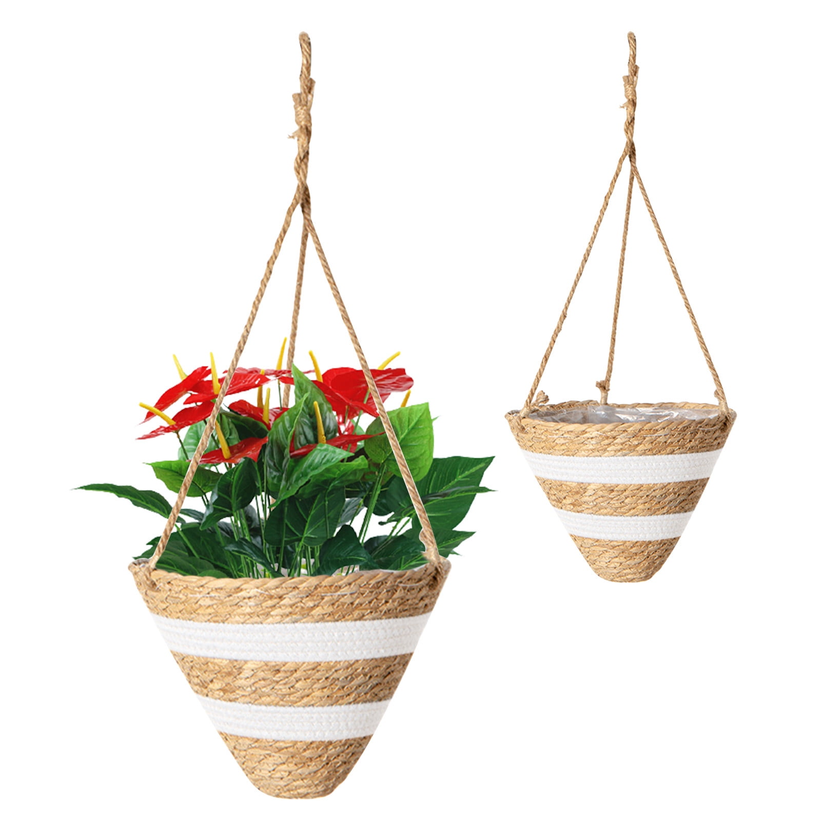 Nordic Wind Rattan Basket Hanging Basket Storage Green Dill Plant