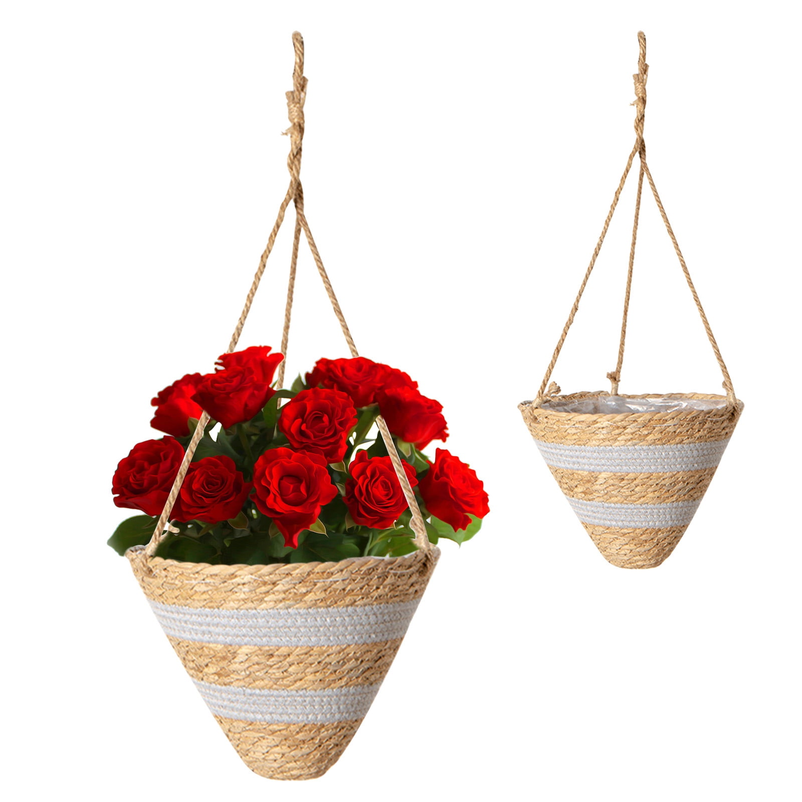 Nordic Wind Rattan Basket Hanging Basket Storage Green Dill Plant