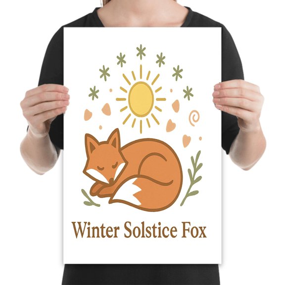 Nordic Winter Fox Art - Rustic Cabin Decor - 13x19 Poster Print - Nursery Wall Art