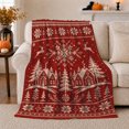 thumbnail image 1 of Nordic Winter Village Deer Snowflake Holiday, Festive Holiday Scene, Warm Flannel Blanket for Living Room and Reading Nook, Art Lovers Friendship Gift, Festive Home Decor, 1 of 9