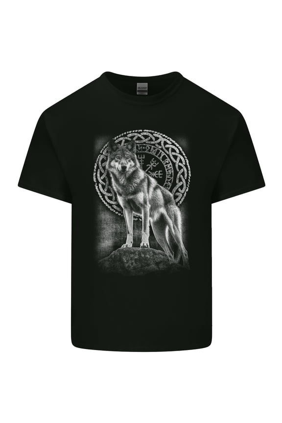 Nordic Wolf Viking Mens Cotton T-Shirt Tee Top