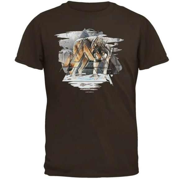 Nordic Wolves of Winter Mens T Shirt Brown X-LG