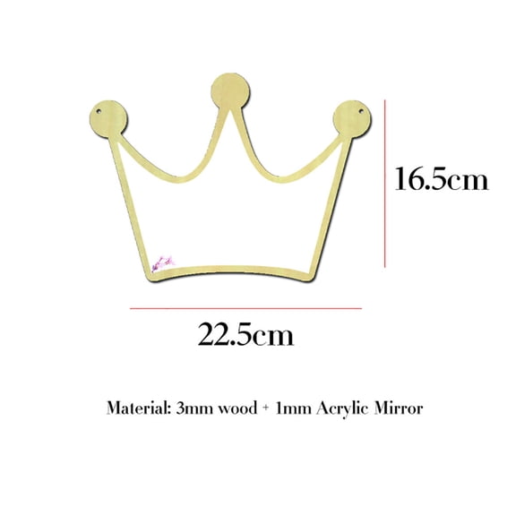 Nordic Wood Acrylic Mirror Cartoon Wall Camera Props Kids Room Wall Decoration I/ Wooden acrylic mirror sticker mirror silver crown