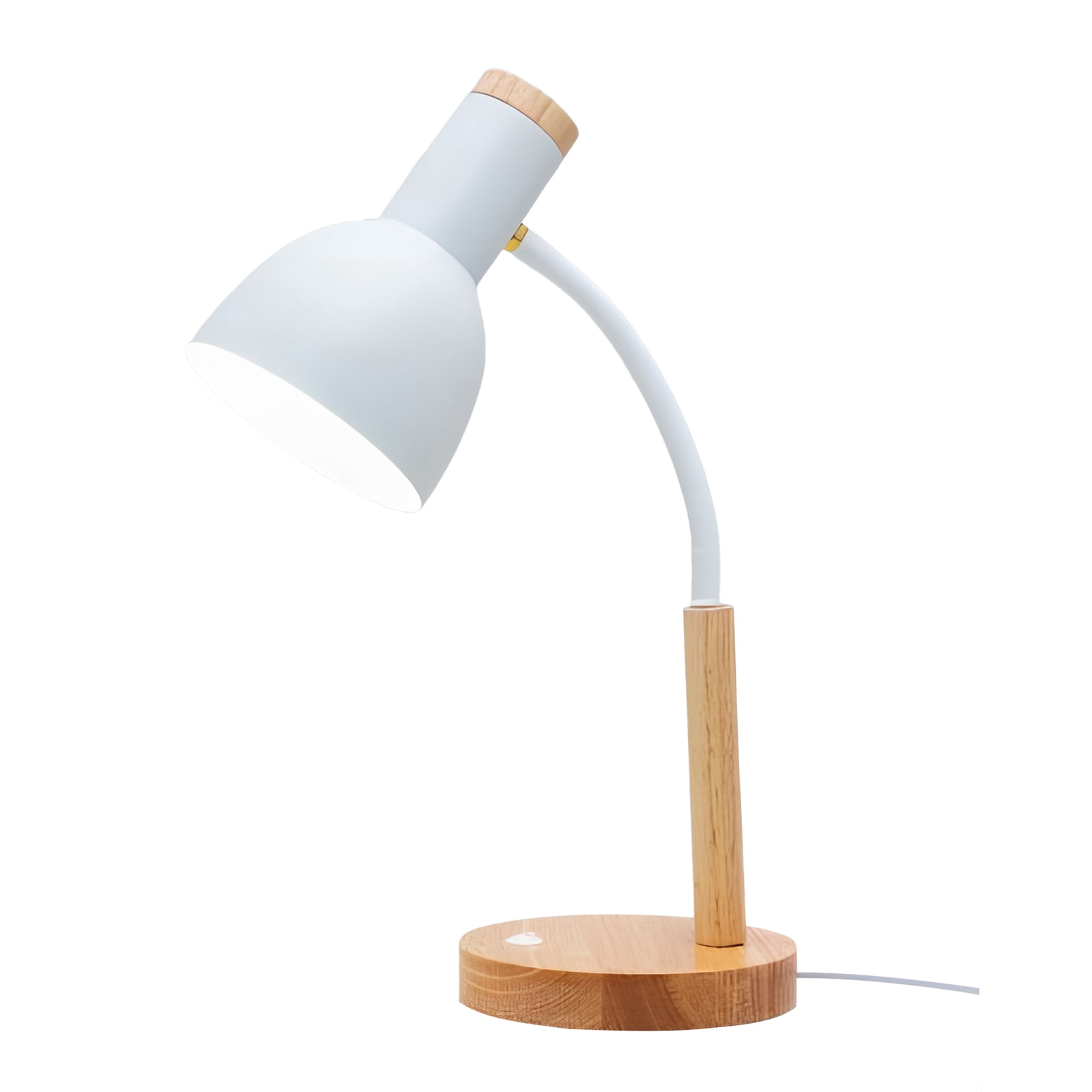 Nordic Wood Iron LED Eye Protection Desk Lamp with Wood Base Nordic Simple Iron Wood Table Lamp W/ 3 Colors Adjustable for Study Bedroom Parlor Bookstore Hotel