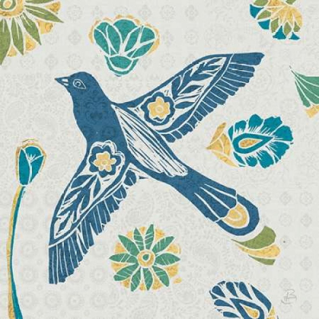 Nordic Woodcut Bird IFII Canvas Art - Brissonnet Daphne (24 x 24)