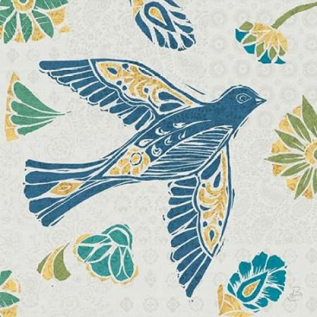 Nordic Woodcut Bird IVF Canvas Art - Brissonnet Daphne (24 x 24)