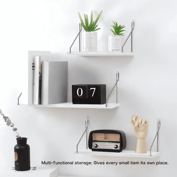 Nordic Wooden Wall Shelf, Simple Wall Mounted Floating Shelf for Living Room Bedroom Bathroom Storage Decor (1-Pack)