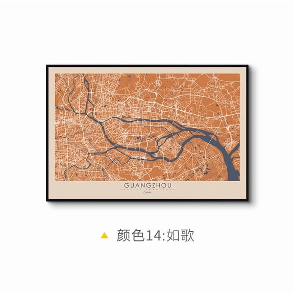 Nordic city map horizontal decorative painting living room sofa background wall hanging painting restaurant mural